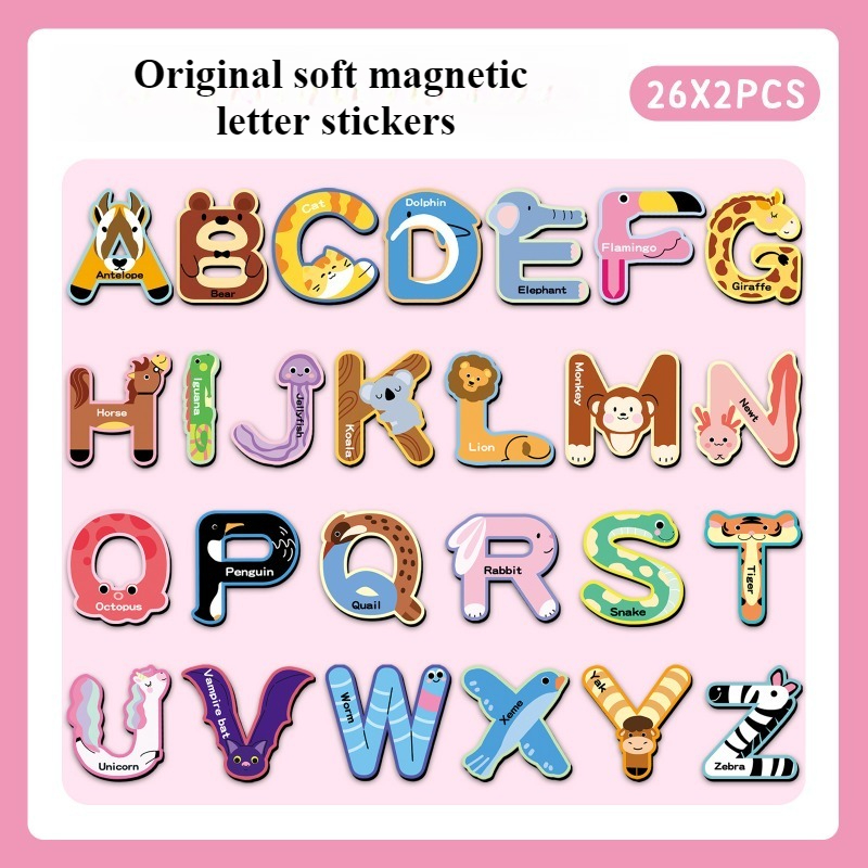 Abc Kids Early Education - Autocollants magnétiques pour réfrigérateur, 52 pièces,